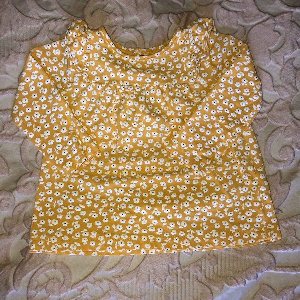 Yellow flower print long sleeve top